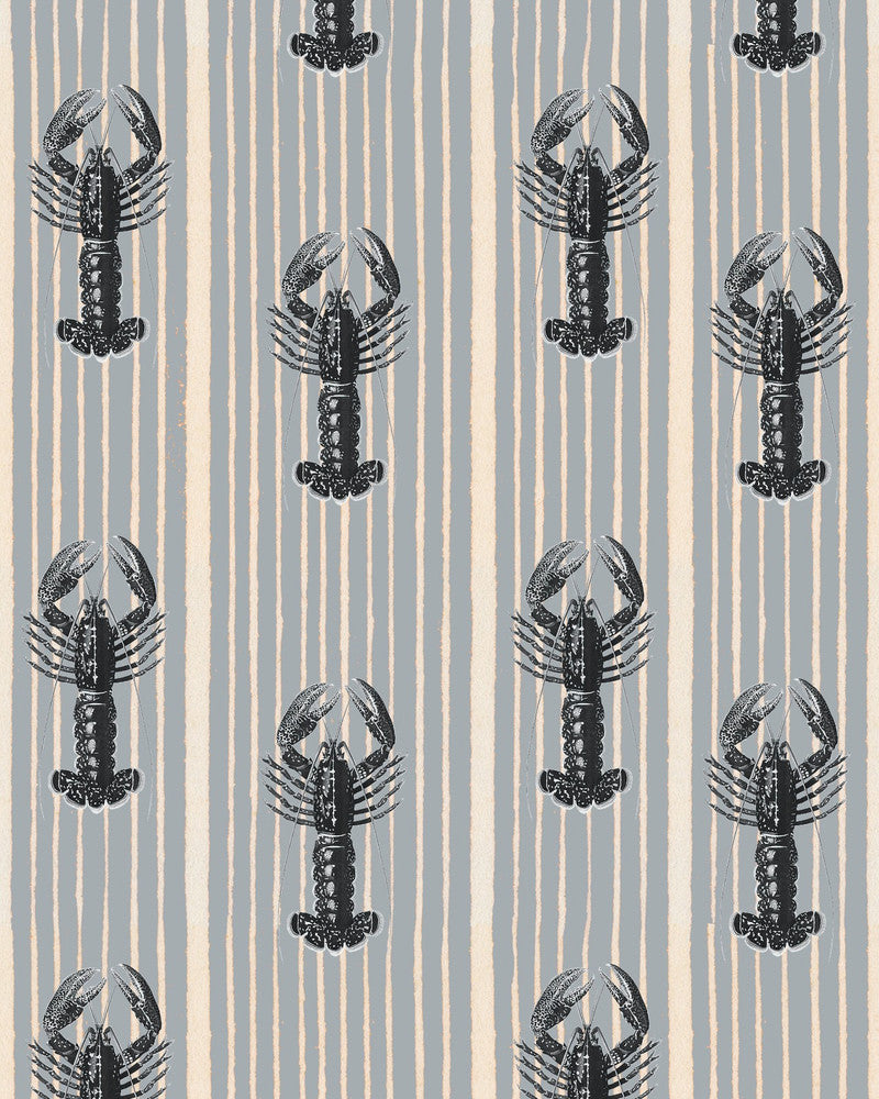 Mediterranean Lobsters Light Grey Wallpaper by Mind the Gap Designer Wallpaper SUNDANCE VILLA Satin Matte Made in Europe Paste the wall 1 roll x 20.5 x 10.9 yards - Swanky Fabrics -