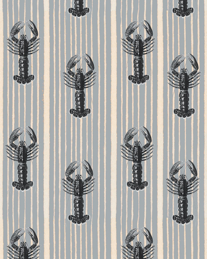 Mediterranean Lobsters Light Grey Wallpaper by Mind the Gap Designer Wallpaper SUNDANCE VILLA Satin Matte Made in Europe Paste the wall 1 roll x 20.5 x 10.9 yards - Swanky Fabrics -