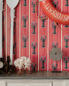 Mind The Gap Wallpaper MEDITERRANEAN LOBSTERS Red Wallpaper (WP30064)