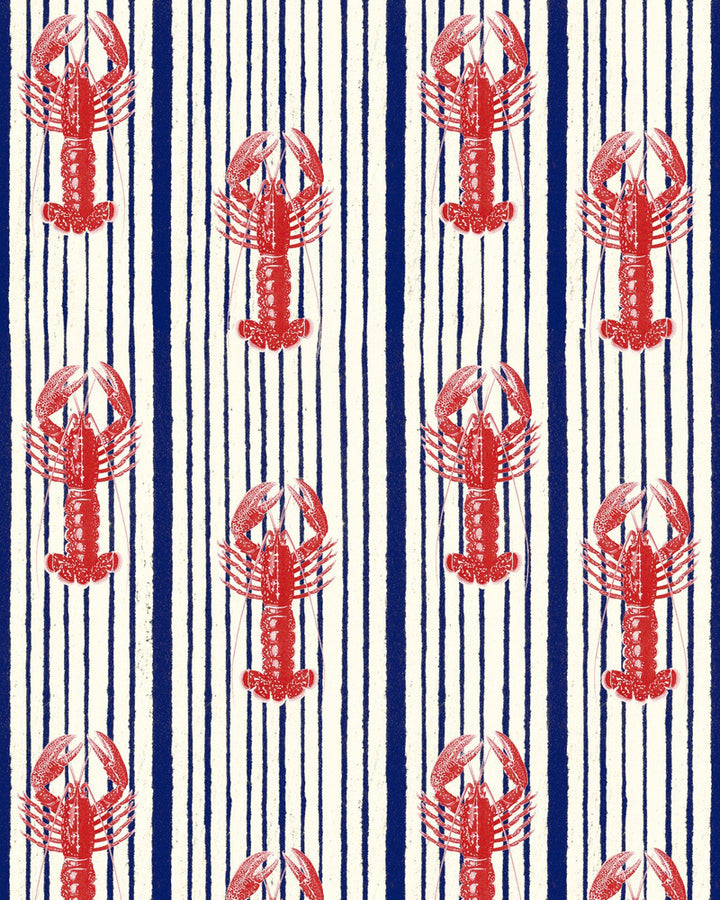 Mind The Gap Wallpaper MEDITERRANEAN LOBSTERS White Wallpaper (WP30065) | WP30065 | SUNDANCE VILLA | 1 roll x 20.5 x 393.7 in | 0.52m / 20.5in | 10m / 393.7in | 5.20mp | 52cm / 20.5in | Indigo, Red, White | Satin Matte | Paste the wall | 1-roll in a box | Fabric Carolina | https://www.fabriccarolina.com/
