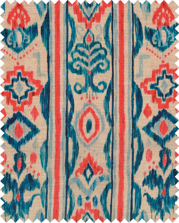 Mediterraneo Ikat Linen by Mind the Gap Designer Fabric SUNDANCE VILLA 100% Linen, printed and stonewashed Made in United Kingdom W 34.6cm x L 46cm / W 13.6in x L 18.1in 55.1in - Swanky Fabrics -