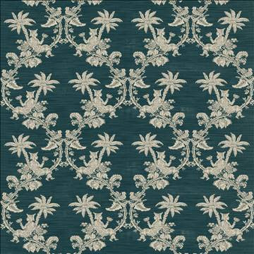 Ming Garden Prussian by Kasmir Designer Fabric 1436 66% Rayon 34% Polyester USA 42,000 Wyzenbeek Double Rubs H: 27 inches, V: 26 6/8 inches 55 - 56 - Swanky Fabrics - Kasmir