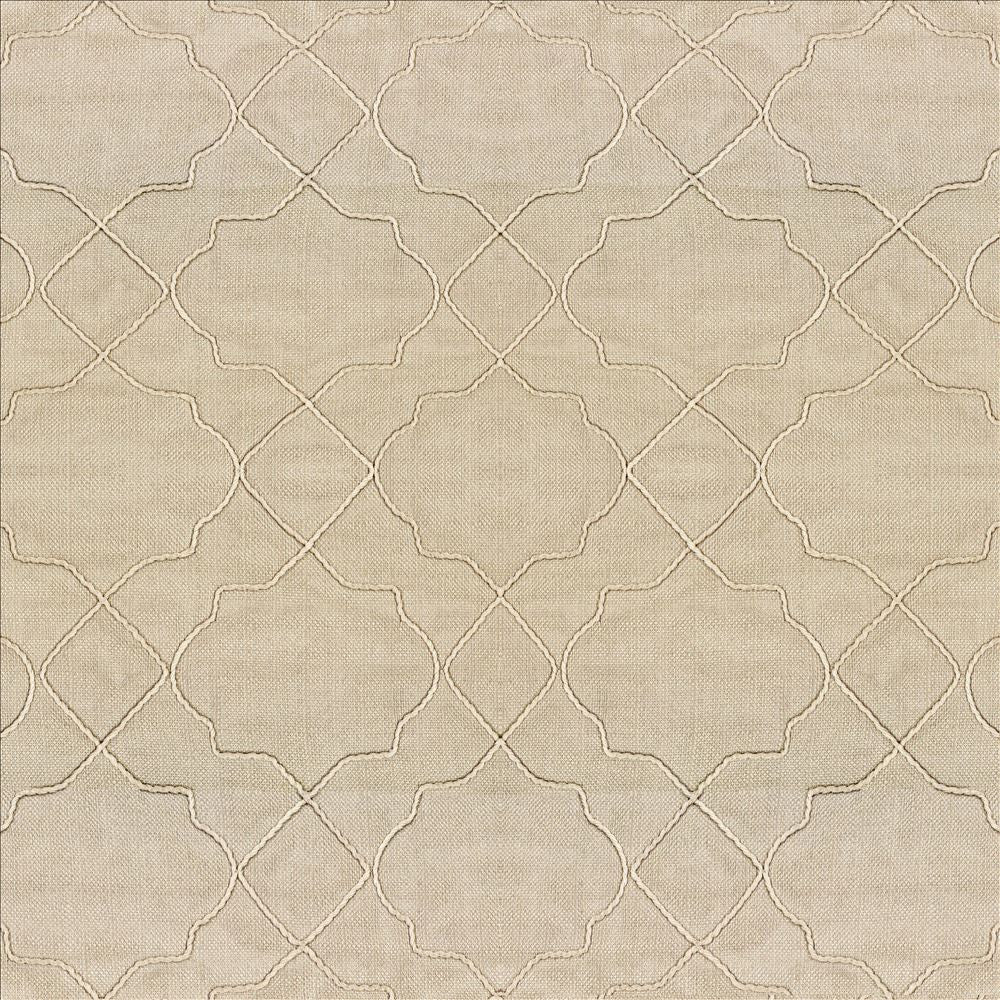 Moroccan Trellis Natural by Kasmir Designer Fabric See sample 100% Polyester
 CHINA Not Tested </p><p>Repeat: Horizontal: 7 4/8 inches and Vertical: 8 inches 57 - Swanky Fabrics -