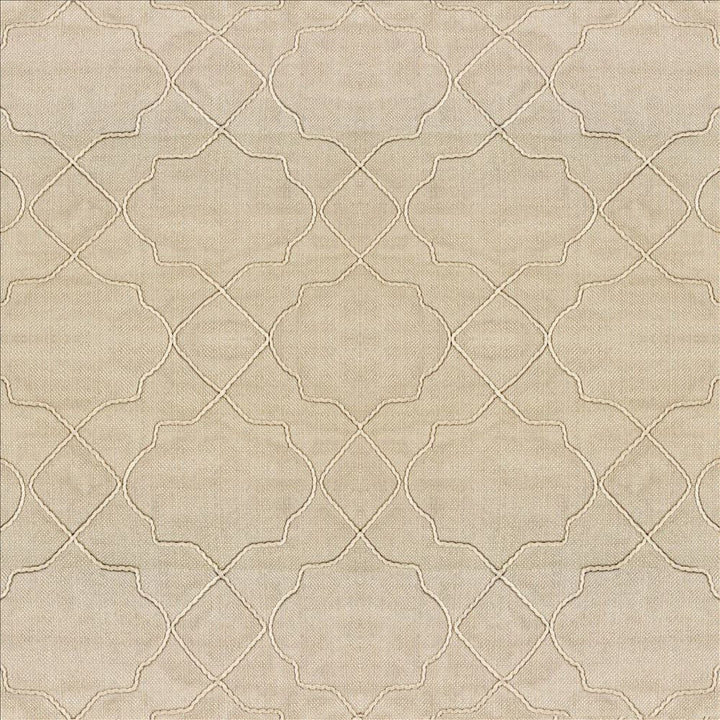 Moroccan Trellis Natural by Kasmir Designer Fabric See sample 100% Polyester
 CHINA Not Tested </p><p>Repeat: Horizontal: 7 4/8 inches and Vertical: 8 inches 57 - Swanky Fabrics -