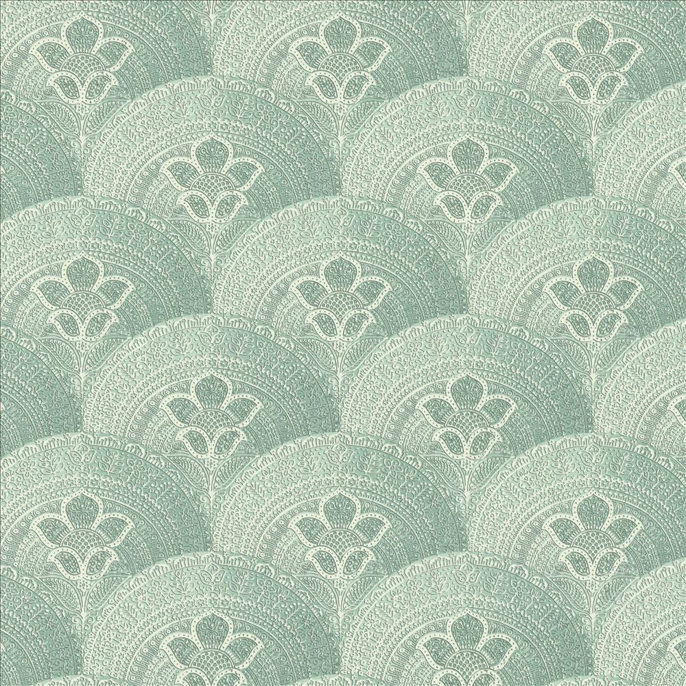 Mosaic Motif Lagoon  by Kasmir Designer Fabric 1453 92% Ramie
8% Cotton
 FRANCE 10,000 Martindale Cycles Horizontal: 12 5/8 inches and Vertical: 12 5/8 inches 59  - Swanky Fabrics -