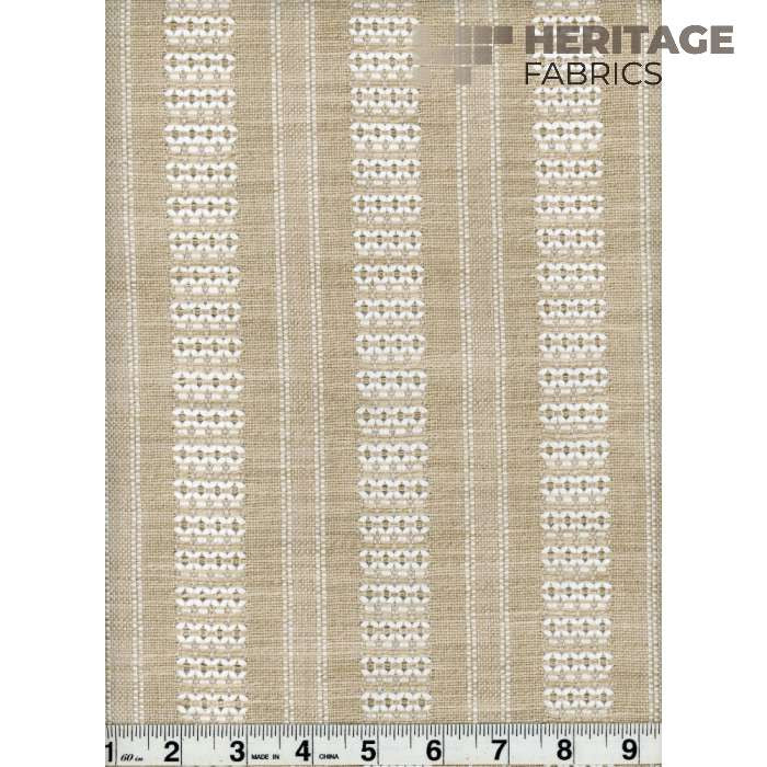Mykonos French Vanilla by Heritage Designer Fabric - 100% Polyester India Horizontal: 3 and Vertical: 0.5 54" - Swanky Fabrics -