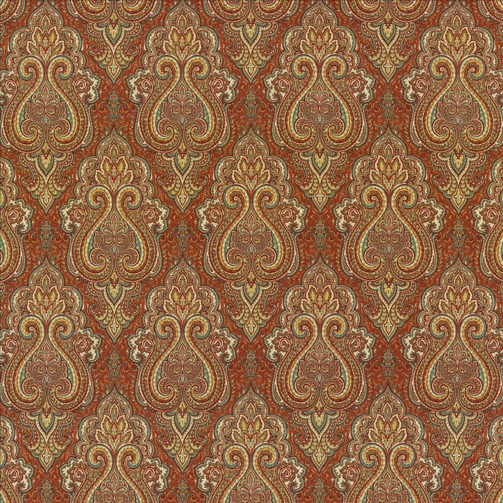Nagina Cayenne by Kasmir Designer Fabric See sample 100% Cotton
 UAE 30,000 Wyzenbeek Double Rubs </p><p>Repeat: Horizontal: 9 inches and Vertical: 17 4/8 inches 54 - Swanky Fabrics -