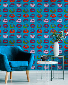 Mind The Gap Wallpaper NEON KISS Blue Wallpaper (WP20379)
