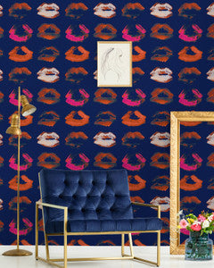 Mind The Gap Wallpaper NEON KISS Indigo Wallpaper (WP20380)