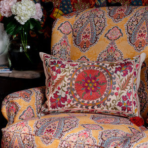 Mind The Gap Pillows NURATA SUZANI Silk Embroidered Cushion (LC40166)