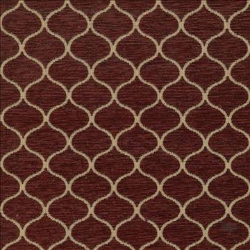 Ogee Trellis Crimson by Kasmir Designer Fabric 5071 100% Polyester CHINA 25,000 Wyzenbeek Double Rubs H: 1 6/8 inches, V: 1 6/8 inches 56 - 59 - Swanky Fabrics - Kasmir