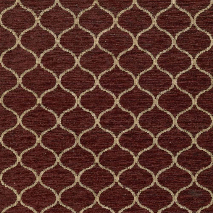 Ogee Trellis Crimson by Kasmir Designer Fabric 5071 100% Polyester
 CHINA 25,000 Wyzenbeek Double Rubs </p><p>Repeat: Horizontal: 1 6/8 inches and Vertical: 1 6/8 inches 56 - Swanky Fabrics -