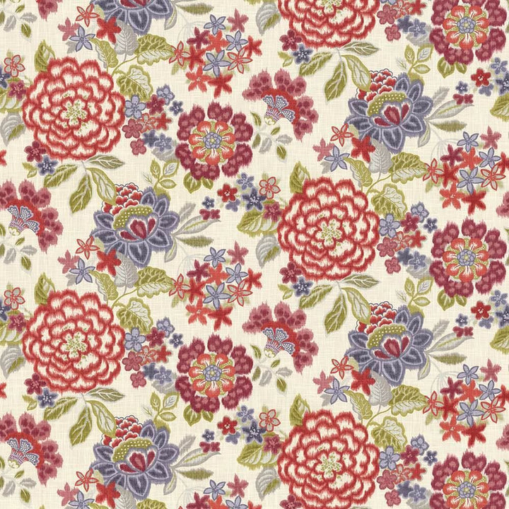 Oleana Pomegranate by Kasmir Designer Fabric See sample 100% Cotton
 USA 15,000 Wyzenbeek Double Rubs </p><p>Repeat: Horizontal: 54 inches and Vertical: 25 2/8 inches 54 - Swanky Fabrics -