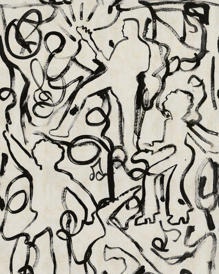 On The Stage Monochrome Wallpaper by Mind the Gap Designer Wallpaper WOODSTOCK '69 LIFESTYLE COLLECTION Satin Matte Made in Europe Paste the wall 1 roll x 20.5 x 10.9 yards - Swanky Fabrics -