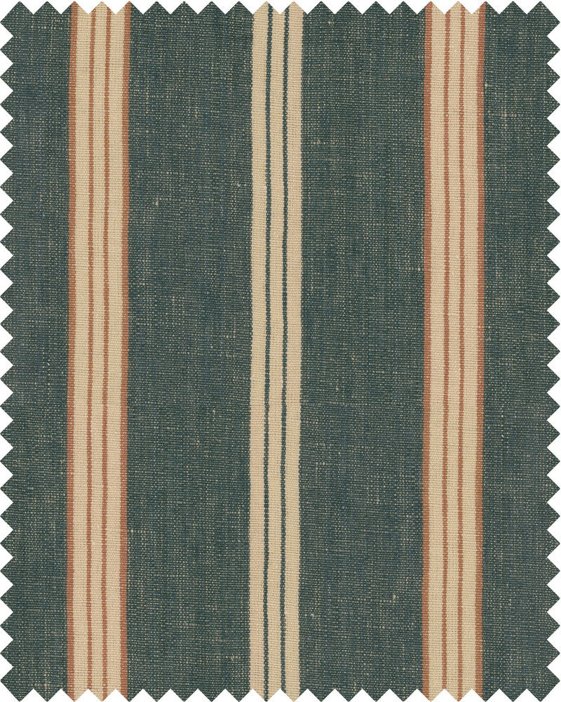Oregon Stripes Denim Washed Linen by Mind the Gap Designer Fabric WOODSTOCK '69 LIFESTYLE COLLECTION 100% Linen, stonewashed woven fabric Made in Turkey W 50cm x L 50cm / W 19.6in x L 19.6in 59.05in - Swanky Fabrics -