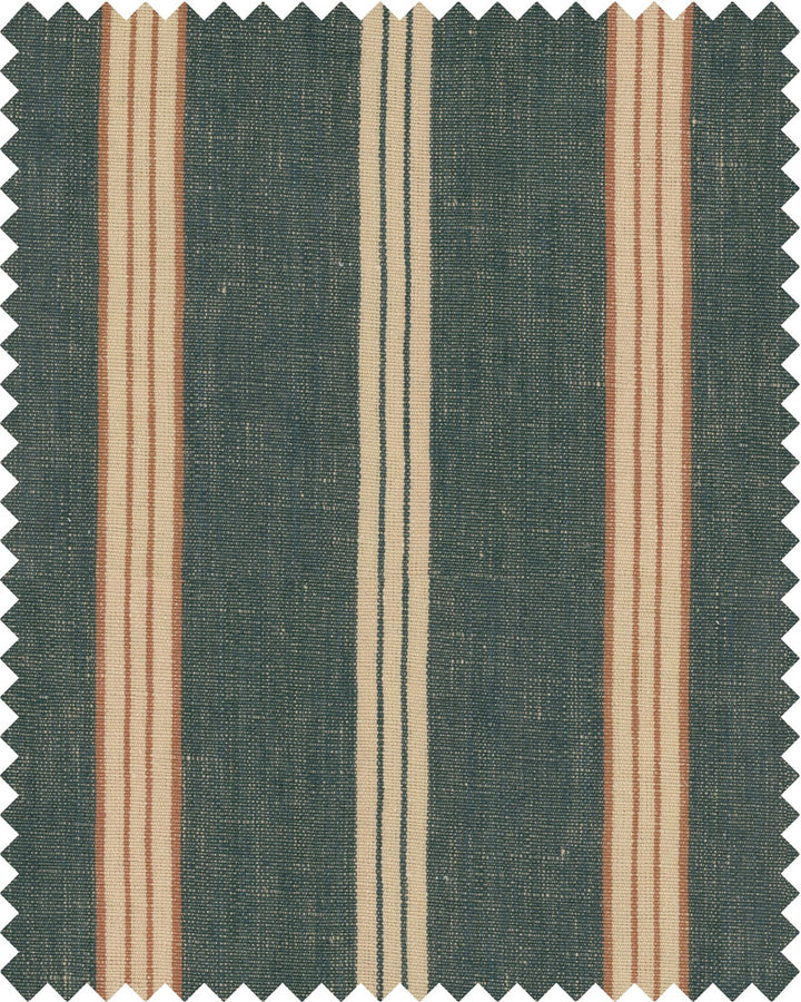 Oregon Stripes Denim Washed Linen by Mind the Gap Designer Fabric WOODSTOCK '69 LIFESTYLE COLLECTION 100% Linen, stonewashed woven fabric Made in Turkey W 50cm x L 50cm / W 19.6in x L 19.6in 59.05in - Swanky Fabrics -