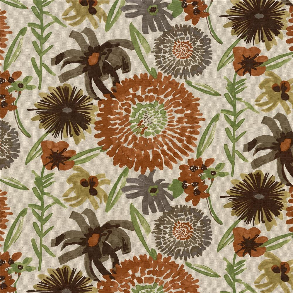 Painterly Garden Persimmon by Kasmir Designer Fabric 5079 50% Cotton 50% Linen CHINA 30,000 Martindale Cycles Horizontal: 27 inches and Vertical: 13 4/8 inches 54 - Swanky Fabrics -