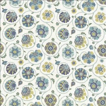 Palampore Garden Aquamarine by Kasmir Designer Fabric 5065 100% Cotton USA 15,000 Wyzenbeek Double Rubs H: 27 inches, V: 27 inches 54 - Swanky Fabrics - Kasmir