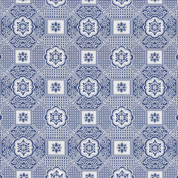 Palatial Maze Blue Jay by Kasmir Designer Fabric See sample 56% Polyester
41% Rayon
3% Flax
 USA 15,000 Wyzenbeek Double Rubs </p><p>Repeat: Horizontal: 13 inches and Vertical: 12 2/8 inches 54 - Swanky Fabrics -