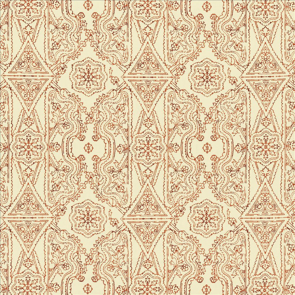 Panwar Burnt Orange by Kasmir Designer Fabric 5155 55% Linen
45% Cotton
 CHINA </p><p>Repeat: Horizontal: 13 5/8 inches and Vertical: 17 inches 54 - Swanky Fabrics -
