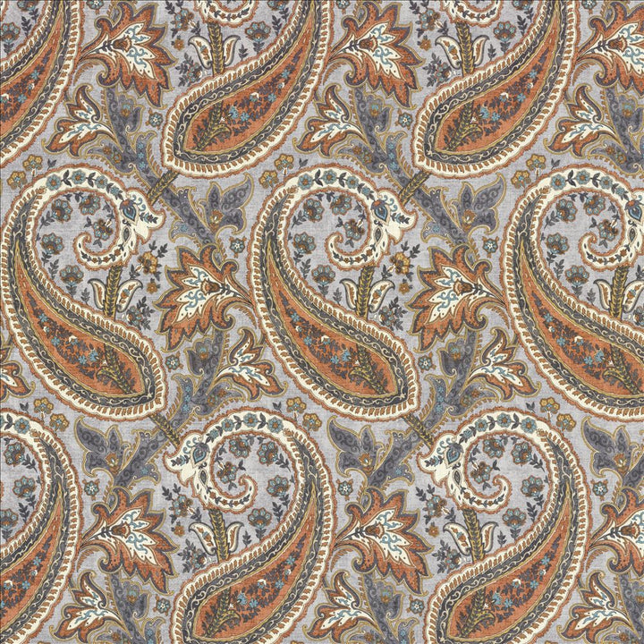 Parisi Paisley Persimmon by Kasmir Designer Fabric 5121 55% Linen
45% Cotton
 CHINA </p><p>Repeat: Horizontal: 13 4/8 inches and Vertical: 27 inches 53 - Swanky Fabrics -
