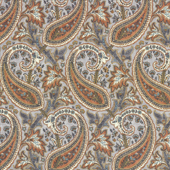 Parisi Paisley Persimmon by Kasmir Designer Fabric 5121 55% Linen 45% Cotton CHINA 27,000 Wyzenbeek Double Rubs Horizontal: 13 4/8 inches and Vertical: 27 inches 53 - Swanky Fabrics -