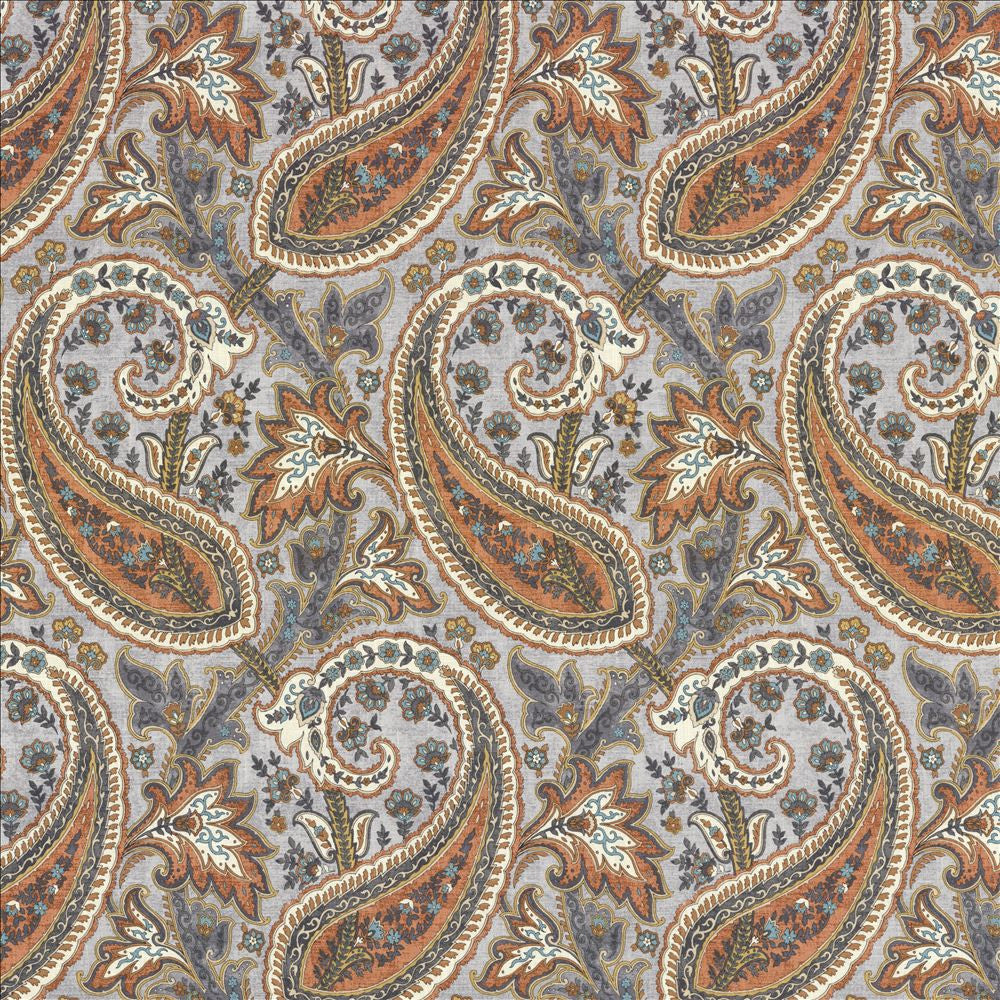 Parisi Paisley Persimmon by Kasmir Designer Fabric 5121 55% Linen
45% Cotton
 CHINA </p><p>Repeat: Horizontal: 13 4/8 inches and Vertical: 27 inches 53 - Swanky Fabrics -