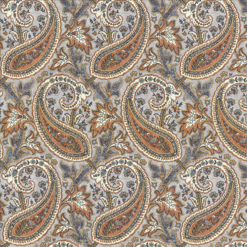 Parisi Paisley Persimmon by Kasmir Designer Fabric 5121 55% Linen
45% Cotton
 CHINA 27,000 Wyzenbeek Double Rubs </p><p>Repeat: Horizontal: 13 4/8 inches and Vertical: 27 inches 53 - Swanky Fabrics -