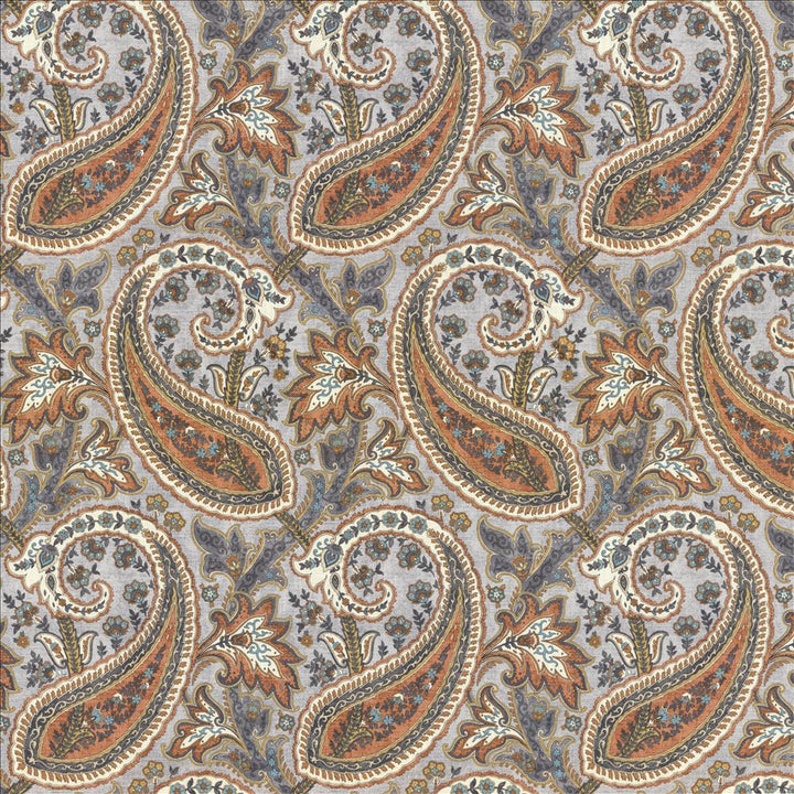 Parisi Paisley Persimmon by Kasmir Designer Fabric 5121 55% Linen
45% Cotton
 CHINA 27,000 Wyzenbeek Double Rubs </p><p>Repeat: Horizontal: 13 4/8 inches and Vertical: 27 inches 53 - Swanky Fabrics -