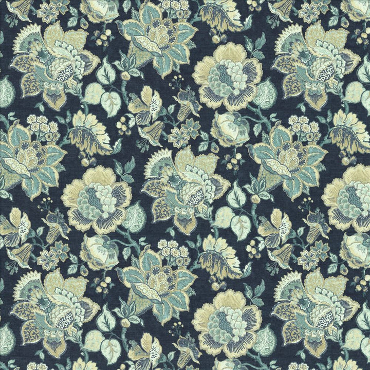 Parisian Park Indigo by Kasmir Designer Fabric See sample 100% Cotton
 SPAIN 30,000 Wyzenbeek Double Rubs </p><p>Repeat: Horizontal: 27 inches and Vertical: 27 inches 54 - Swanky Fabrics -