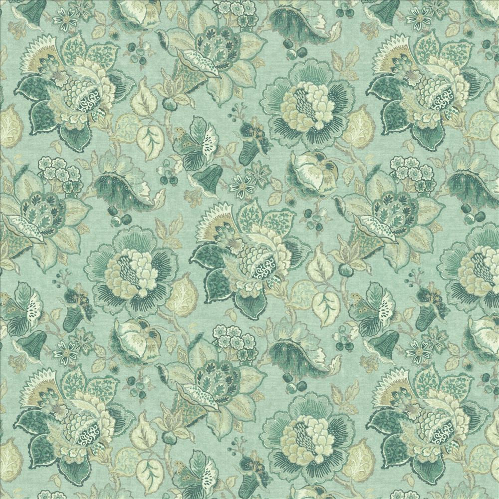 Parisian Park Seafoam  by Kasmir Designer Fabric 1453 100% Cotton
 SPAIN 30,000 Wyzenbeek Double Rubs Horizontal: 27 inches and Vertical: 27 inches 54  - Swanky Fabrics -