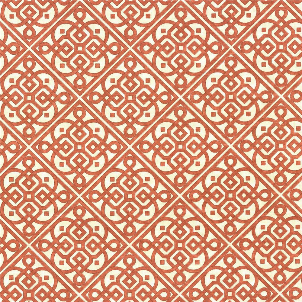 Perot Trellis Persimmon by Kasmir Designer Fabric See sample 100% Cotton
 USA 15,000 Wyzenbeek Double Rubs </p><p>Repeat: Horizontal: 6 6/8 inches and Vertical: 6 6/8 inches 54 - Swanky Fabrics -
