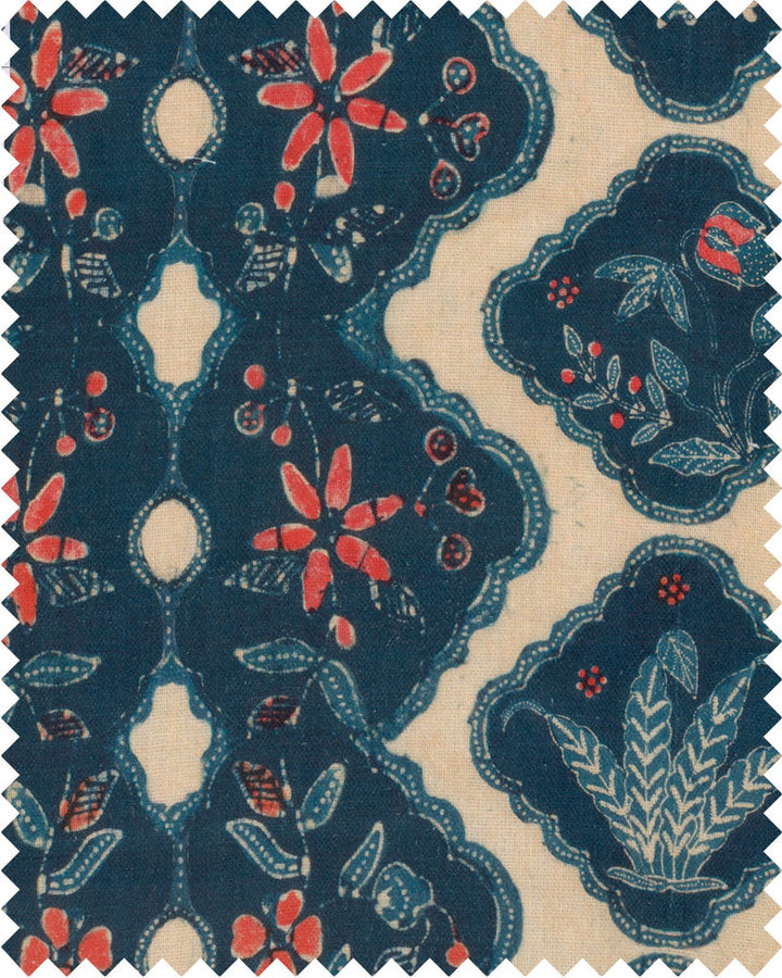 Phoenicia Batik Linen by Mind the Gap Designer Fabric SUNDANCE VILLA 100% Linen, printed and stonewashed Made in United Kingdom W 34,6cm x L 40cm / W 13.6in x L 15.7in 55.1in - Swanky Fabrics -