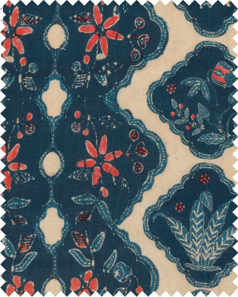 Phoenicia Batik Linen by Mind the Gap Designer Fabric SUNDANCE VILLA 100% Linen, printed and stonewashed Made in United Kingdom W 34,6cm x L 40cm / W 13.6in x L 15.7in 55.1in - Swanky Fabrics -