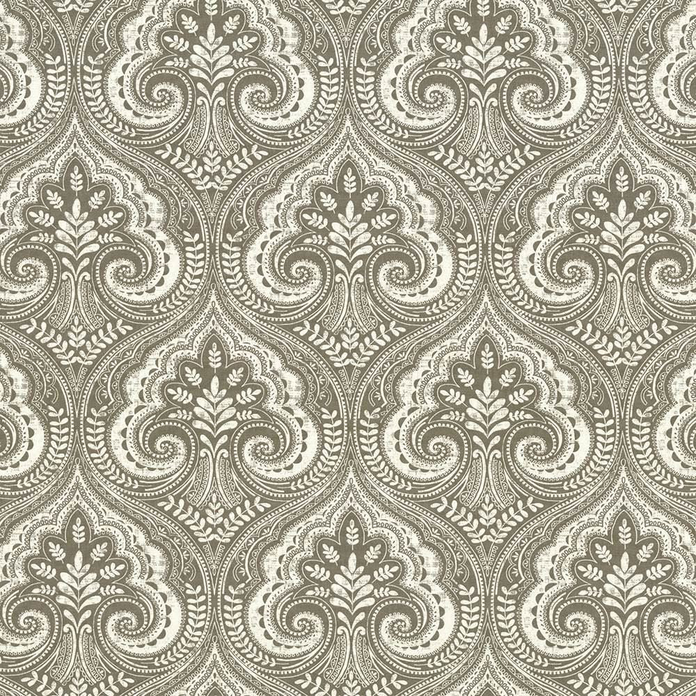 Pietro Paisley Charcoal by Kasmir Designer Fabric 5105 100% Cotton TURKMENISTAN 15,000 Wyzenbeek Double Rubs Horizontal: 13 6/8 inches and Vertical: 17 6/8 inches 54 - 55 - Swanky Fabrics -