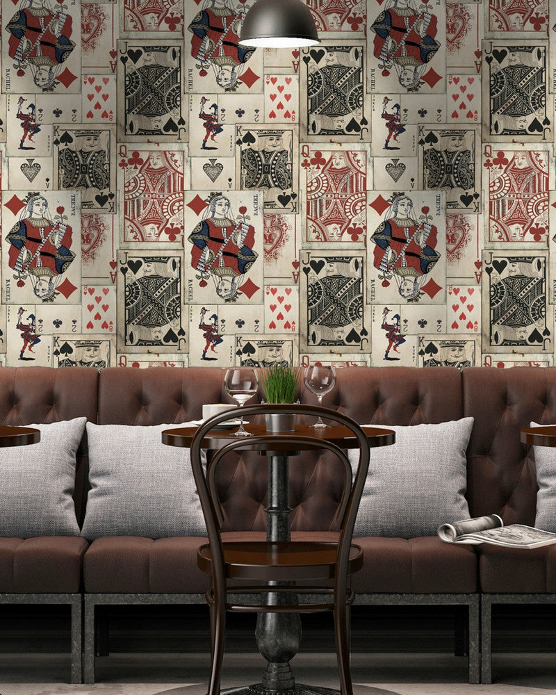 Playcards Premium Wallpaper by Mind the Gap Designer Wallpaper WALLPAPER DESIGNER COLLECTION Non-woven Made in Europe Paste the wall 3 rolls x 20.5 x 3.25 yards - Swanky Fabrics -