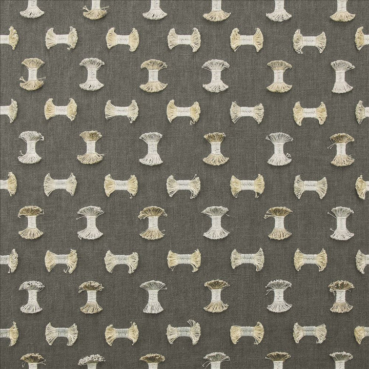 Playful Gunmetal by Kasmir Designer Fabric 1470 50% Cotton
50% Polyester
 INDIA 25,000 Wyzenbeek Double Rubs </p><p>Repeat: Horizontal: 5 2/8 inches and Vertical: 6 2/8 inches 55 - Swanky Fabrics -