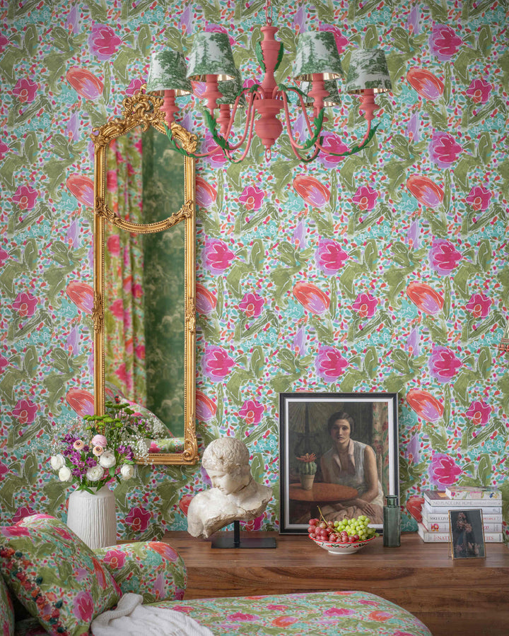 PRINCESS GARDEN Wallpaper (WP20902) by Mind The Gap | WP20902 | TRANSYLVANIAN RHAPSODY | 1 roll x 52 x 900 cm / 20.47 x 354.33 in | 0.52m / 20.5in | 9m / 354in | 4.68sqm / 50sq ft | 50cm / 19.6in | Taupe, Blue, Green, Pink | Non-woven Textured | Paste the wall | 1 roll in a box | Fabric Carolina | https://www.fabriccarolina.com/