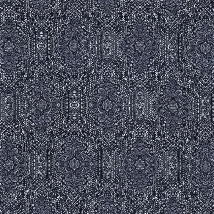 Purana Paisley Indigo by Kasmir Designer Fabric 5115 100% Cotton
 USA </p><p>Repeat: Horizontal: 13 4/8 inches and Vertical: 25 2/8 inches 54 - Swanky Fabrics -