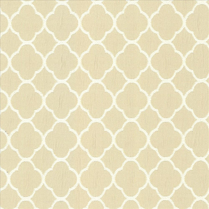 Quatrefoil Maze Parchment by Kasmir Designer Fabric 5083 70% Cotton 30% Polyester CHINA 6,500 Wyzenbeek Double Rubs Horizontal: 1 6/8 inches and Vertical: 1 6/8 inches 54 - Swanky Fabrics -
