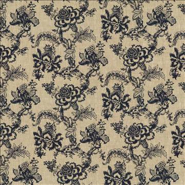 Reanna Indigo by Kasmir Designer Fabric 5115 100% Linen POLAND 12,500 Wyzenbeek Double Rubs H: 27 inches, V: 16 inches 54 - 55 - Swanky Fabrics - Kasmir