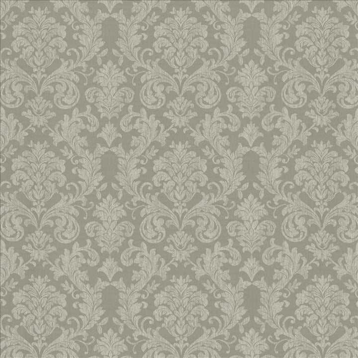 Reign Silver by Kasmir Designer Fabric See sample 100% Polyester
 TURKEY Not Tested </p><p>Repeat: Horizontal: 15 6/8 inches and Vertical: 14 6/8 inches 118 - Swanky Fabrics -