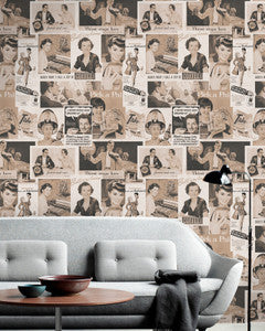 Mind The Gap Wallpaper RETRO ADS SEPIA Premium Wallpaper (WP20070)