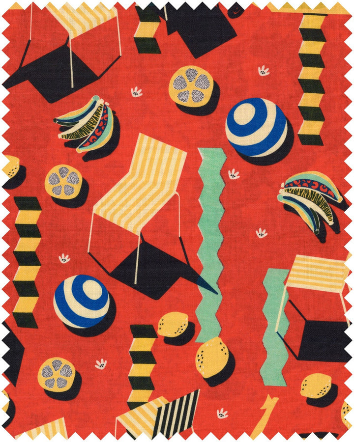 Rosso Giallo Linen by Mind the Gap Designer Fabric LA DOLCE VITA 100% Linen, printed and stonewashed Made in United Kingdom W 34.5 x L 46.5 cm / W 13.6 x L 18.3in 55.1in - Swanky Fabrics -