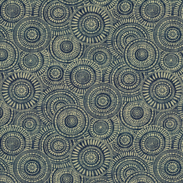 Round We Go Indigo by Kasmir Designer Fabric 5154 73% Polyester
27% Cotton
 CHINA 50,000 Wyzenbeek Double Rubs </p><p>Repeat: Horizontal: 28 4/8 inches and Vertical: 28 4/8 inches 57 - Swanky Fabrics -