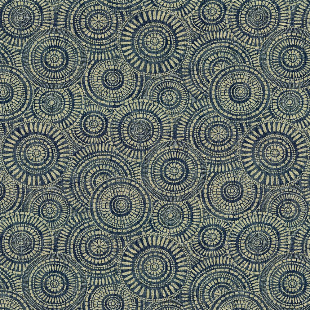 Round We Go Indigo by Kasmir Designer Fabric 5154 73% Polyester
27% Cotton
 CHINA </p><p>Repeat: Horizontal: 28 4/8 inches and Vertical: 28 4/8 inches 57 - Swanky Fabrics -