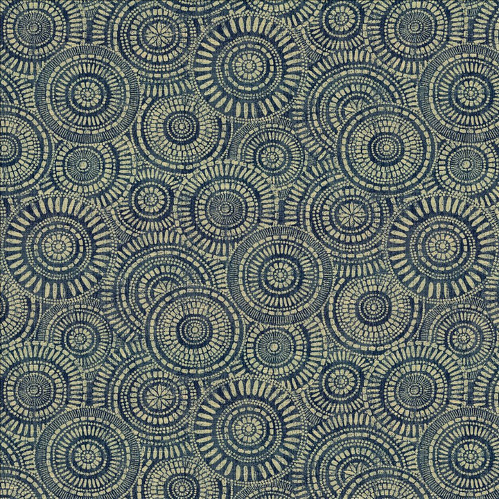 Round We Go Indigo by Kasmir Designer Fabric 5154 73% Polyester
27% Cotton
 CHINA </p><p>Repeat: Horizontal: 28 4/8 inches and Vertical: 28 4/8 inches 57 - Swanky Fabrics -