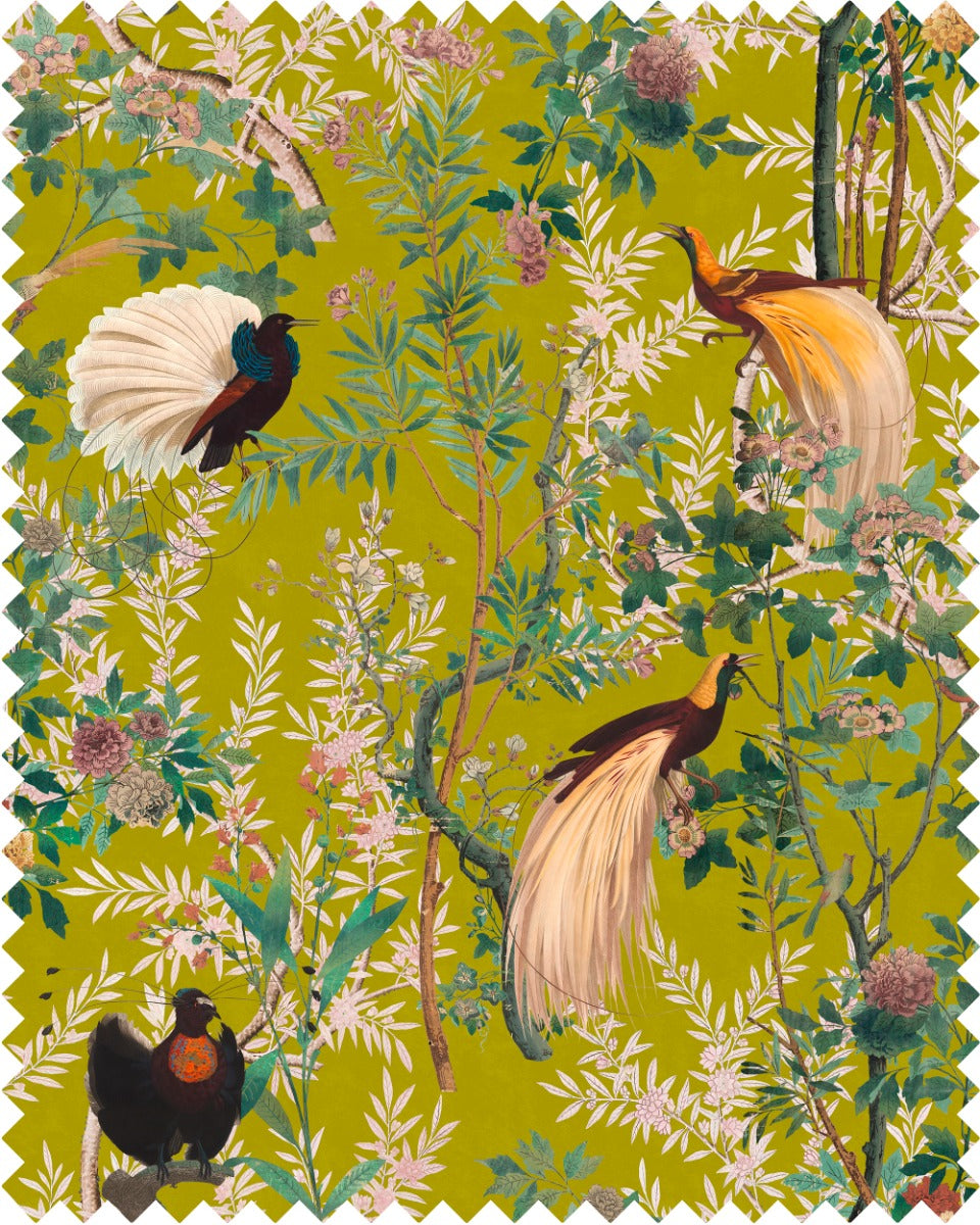 Royal Garden Green velvet fabric by Mind the Gap (FB00029), swatch