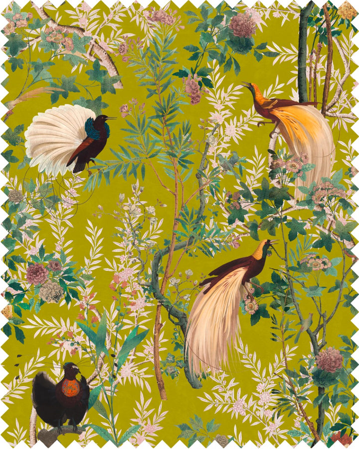 Royal Garden Green velvet fabric by Mind the Gap (FB00029), swatch