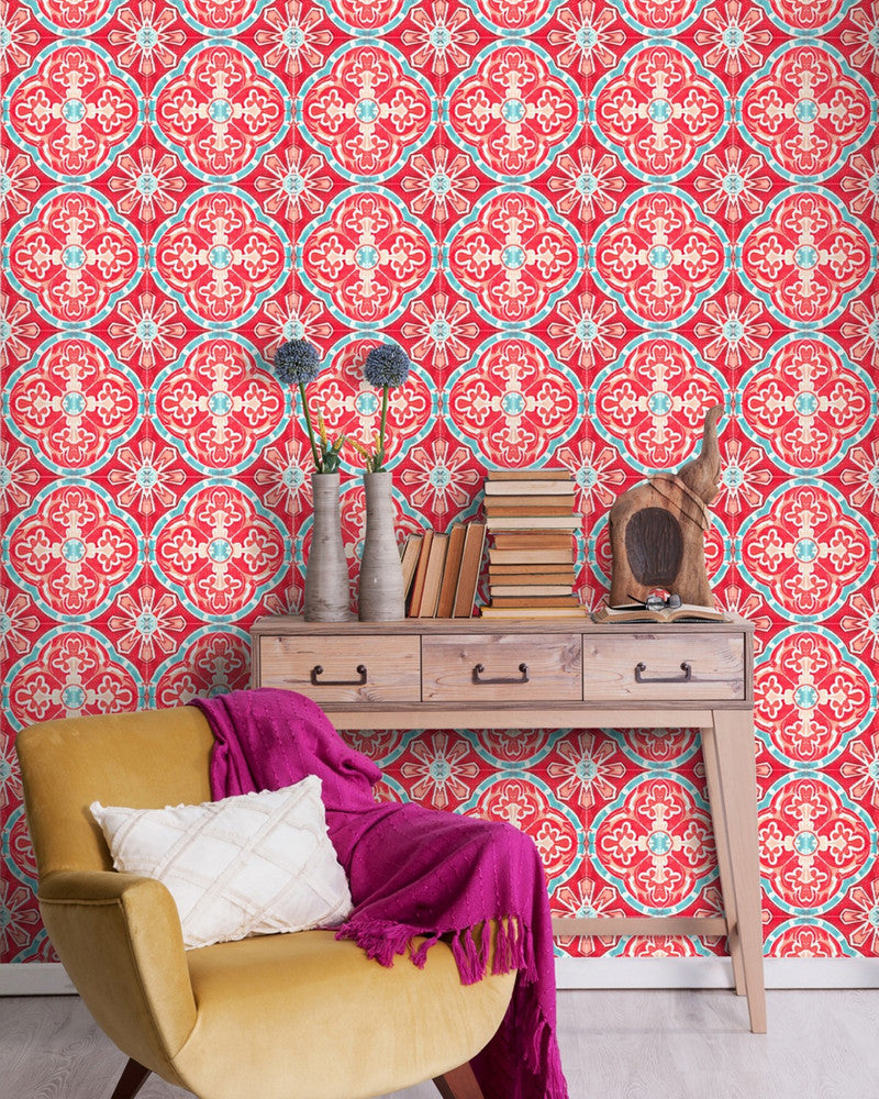 Rufous Tile Premium Wallpaper by Mind the Gap Designer Wallpaper WALLPAPER DESIGNER COLLECTION Non-woven Made in Europe Paste the wall 3 rolls x 20.5 x 3.25 yards - Swanky Fabrics -